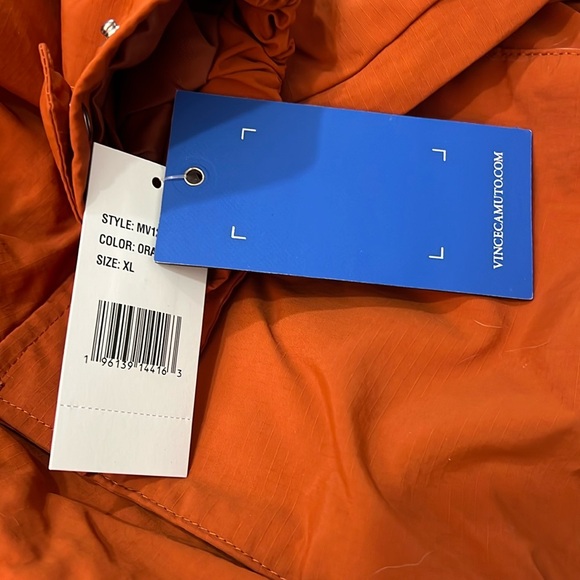 NWT Men's VINCE CAMUTO Burnt Orange Long Sleeve Windbreaker with Pockets - Picture 7 of 9